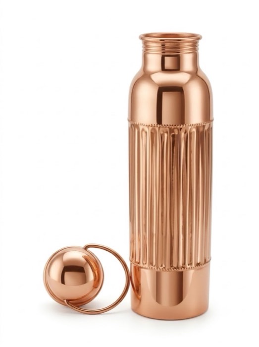 Fluted copper vessel with a polished finish